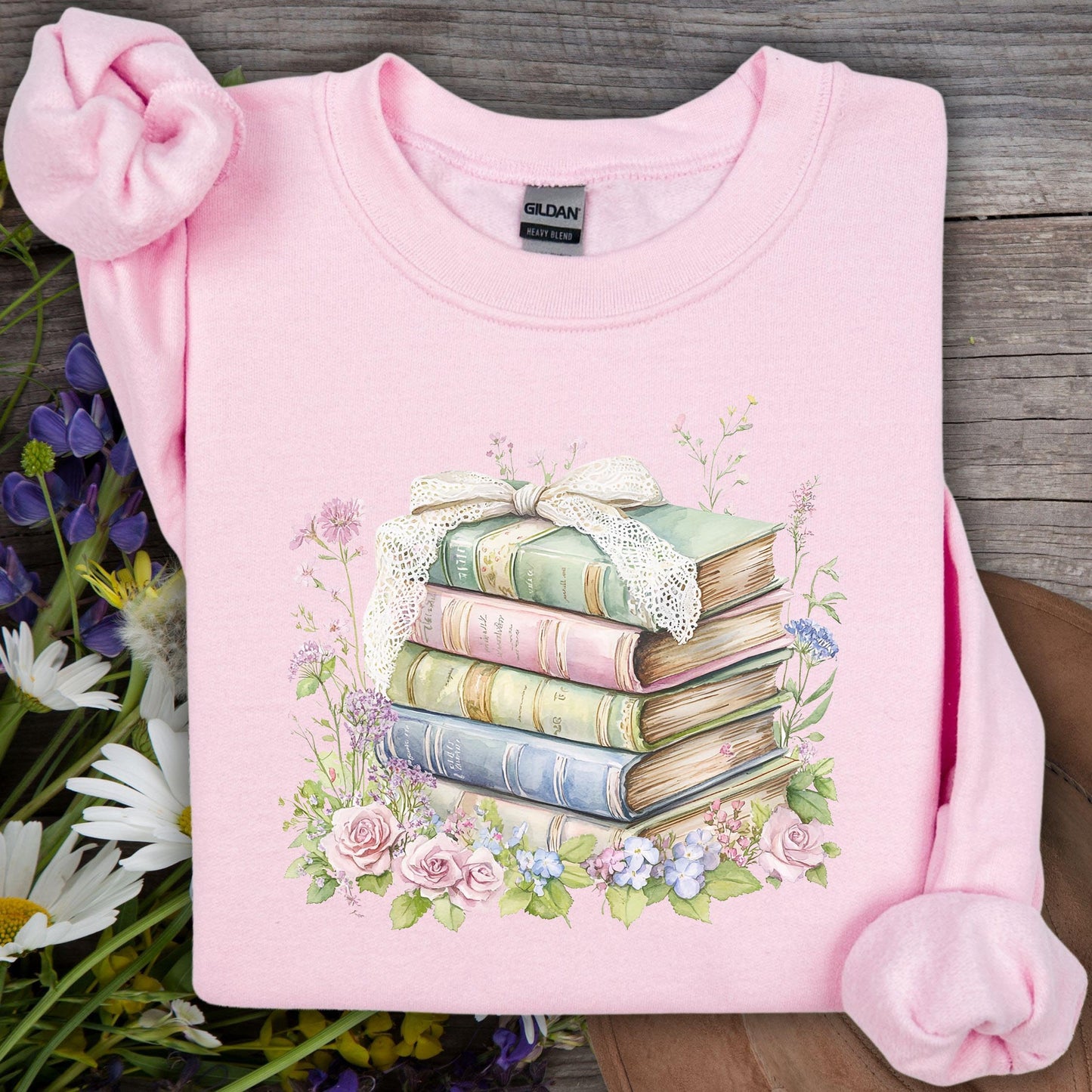 Floral Stack of Vintage Books Sweatshirt