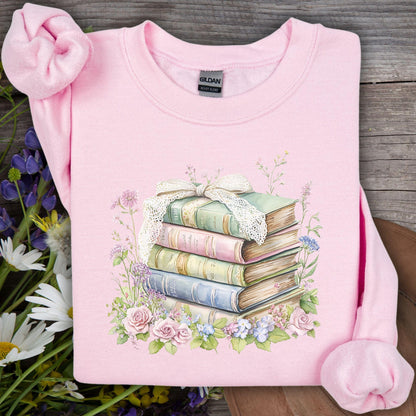 Floral Stack of Vintage Books Sweatshirt