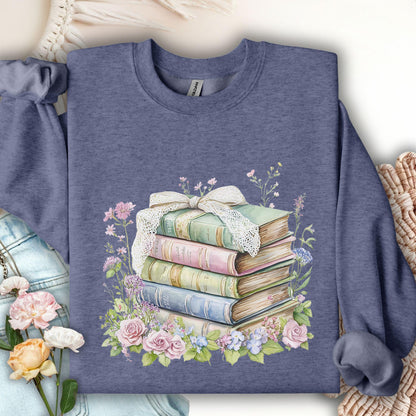 Floral Stack of Vintage Books Sweatshirt
