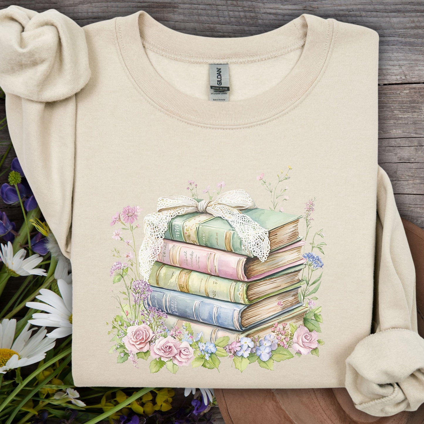 Floral Stack of Vintage Books Sweatshirt