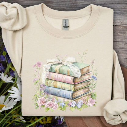 Floral Stack of Vintage Books Sweatshirt