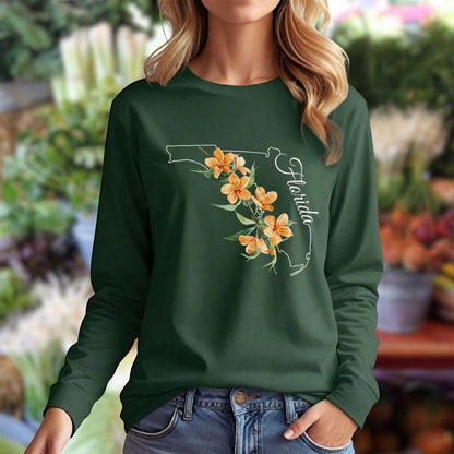 Florida State Flower Long Sleeve Tee — Orange Blossom