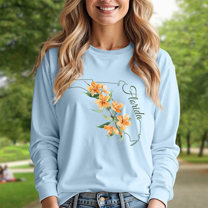 Florida State Flower Long Sleeve Tee — Orange Blossom