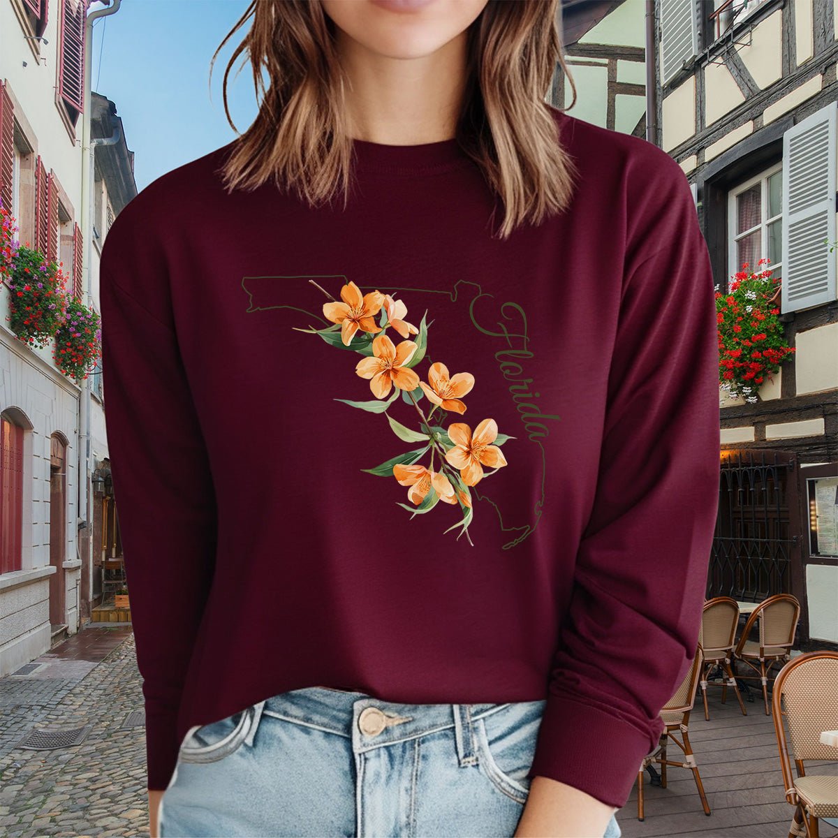Florida State Flower Long Sleeve Tee — Orange Blossom