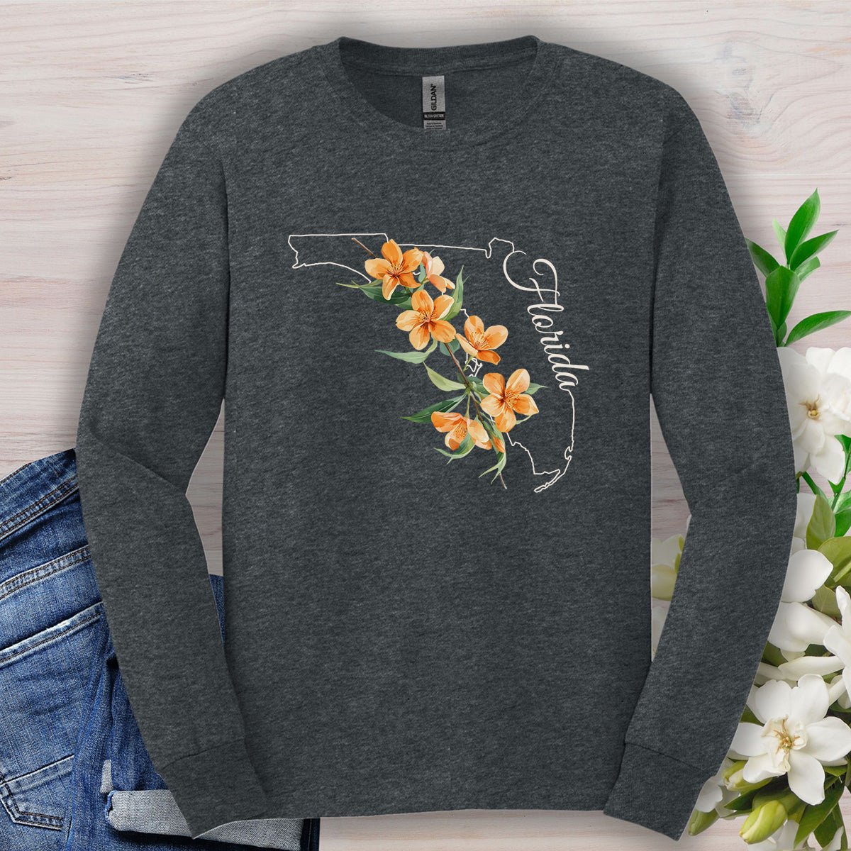 Florida State Flower Long Sleeve Tee — Orange Blossom