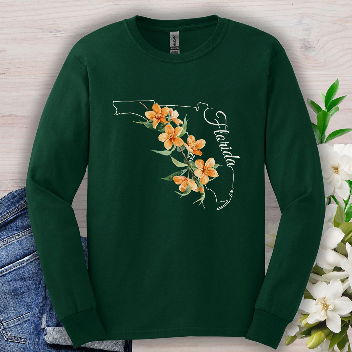 Florida State Flower Long Sleeve Tee — Orange Blossom