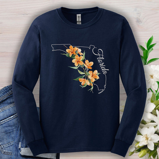 Florida State Flower Long Sleeve Tee — Orange Blossom