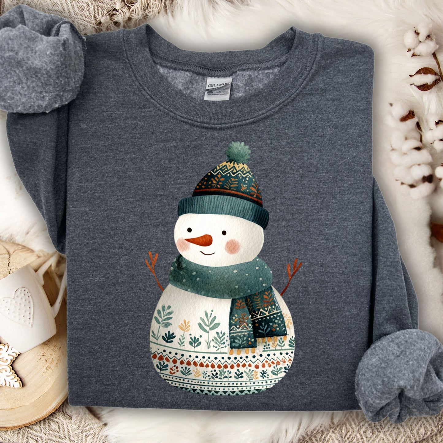 Folk Art Artistic Snowman Sweatshirt