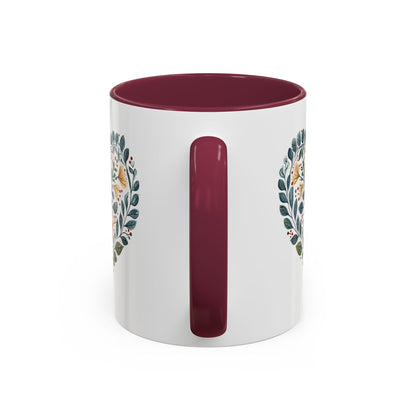 Folk Art Blue Floral Valentine's Heart Mug (11/15oz)