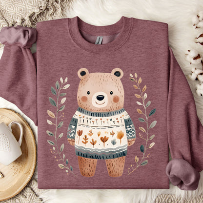 Folk Art Brown Bear Sweatshirt