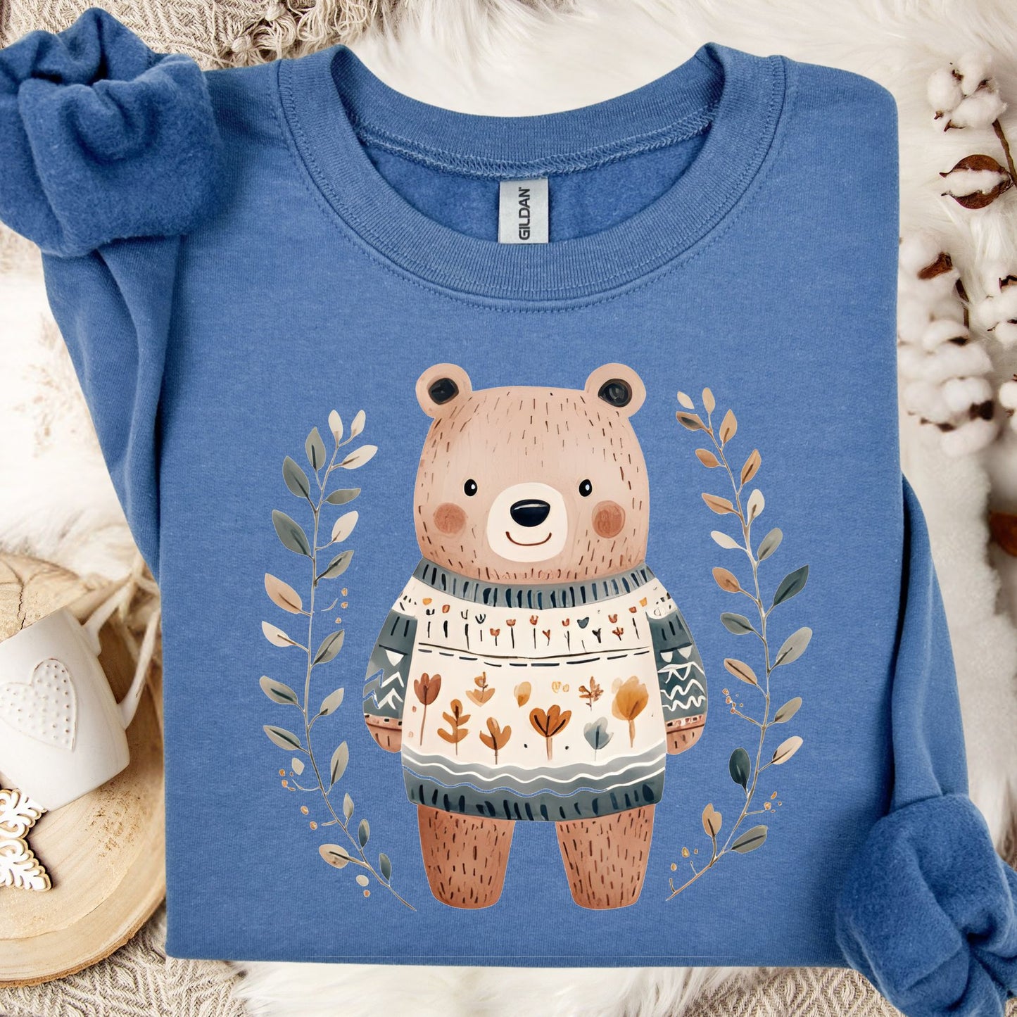 Folk Art Brown Bear Sweatshirt