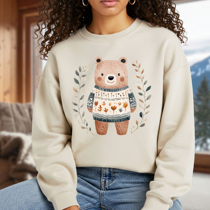 Folk Art Brown Bear Sweatshirt
