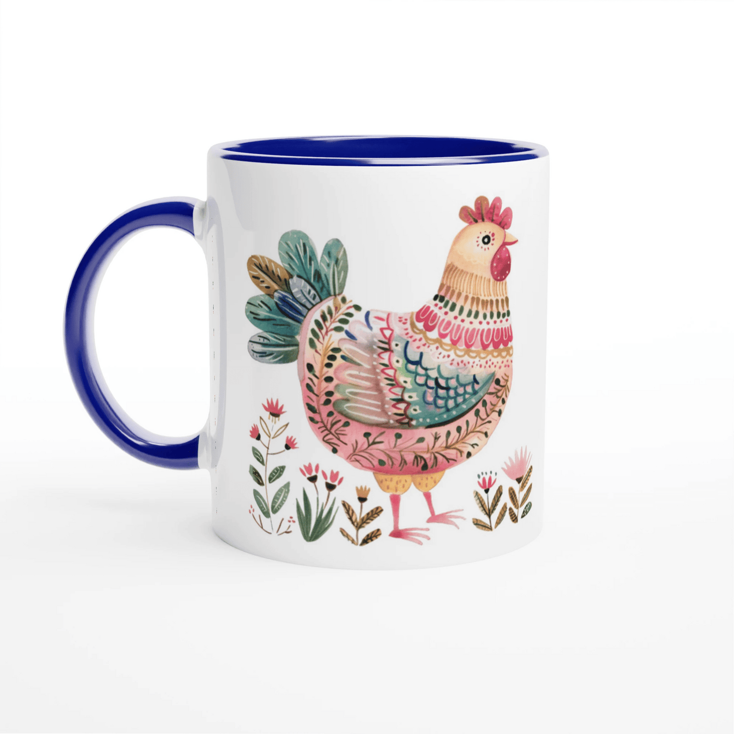 Folk Art Chicken Mug