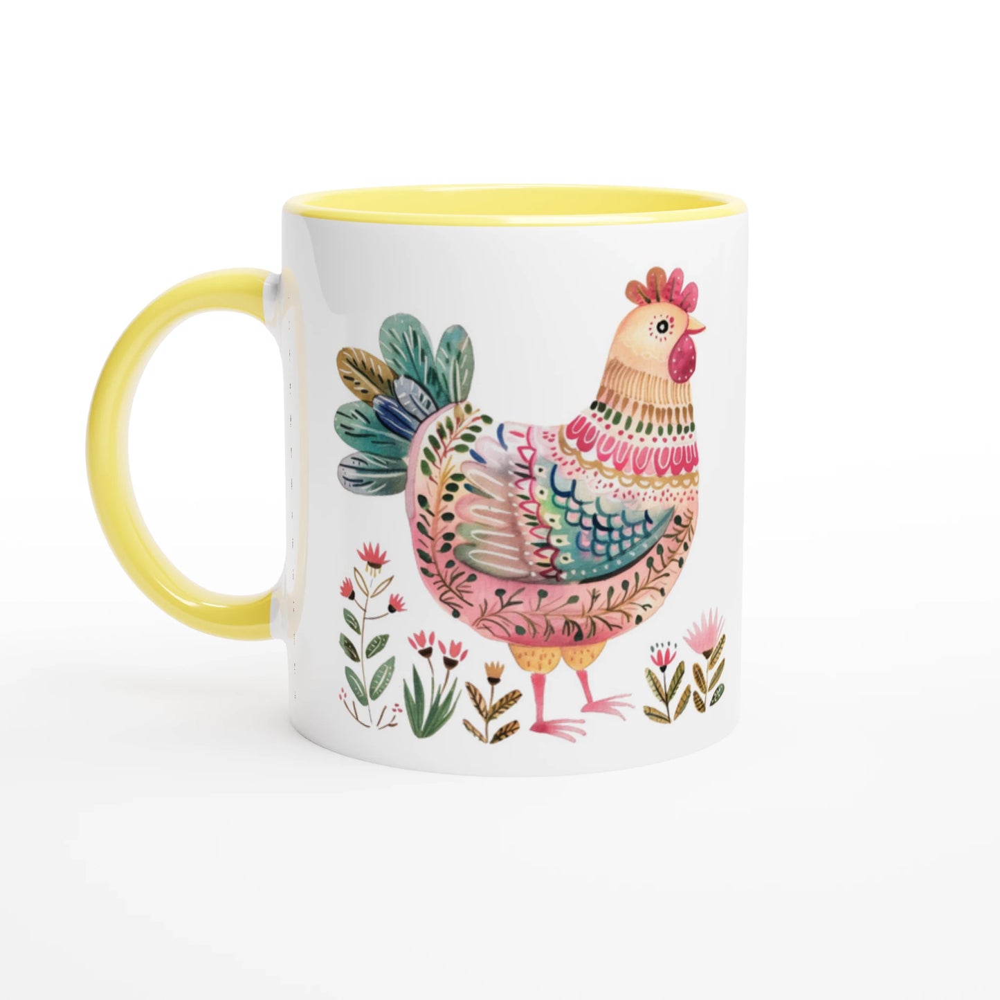Folk Art Chicken Mug