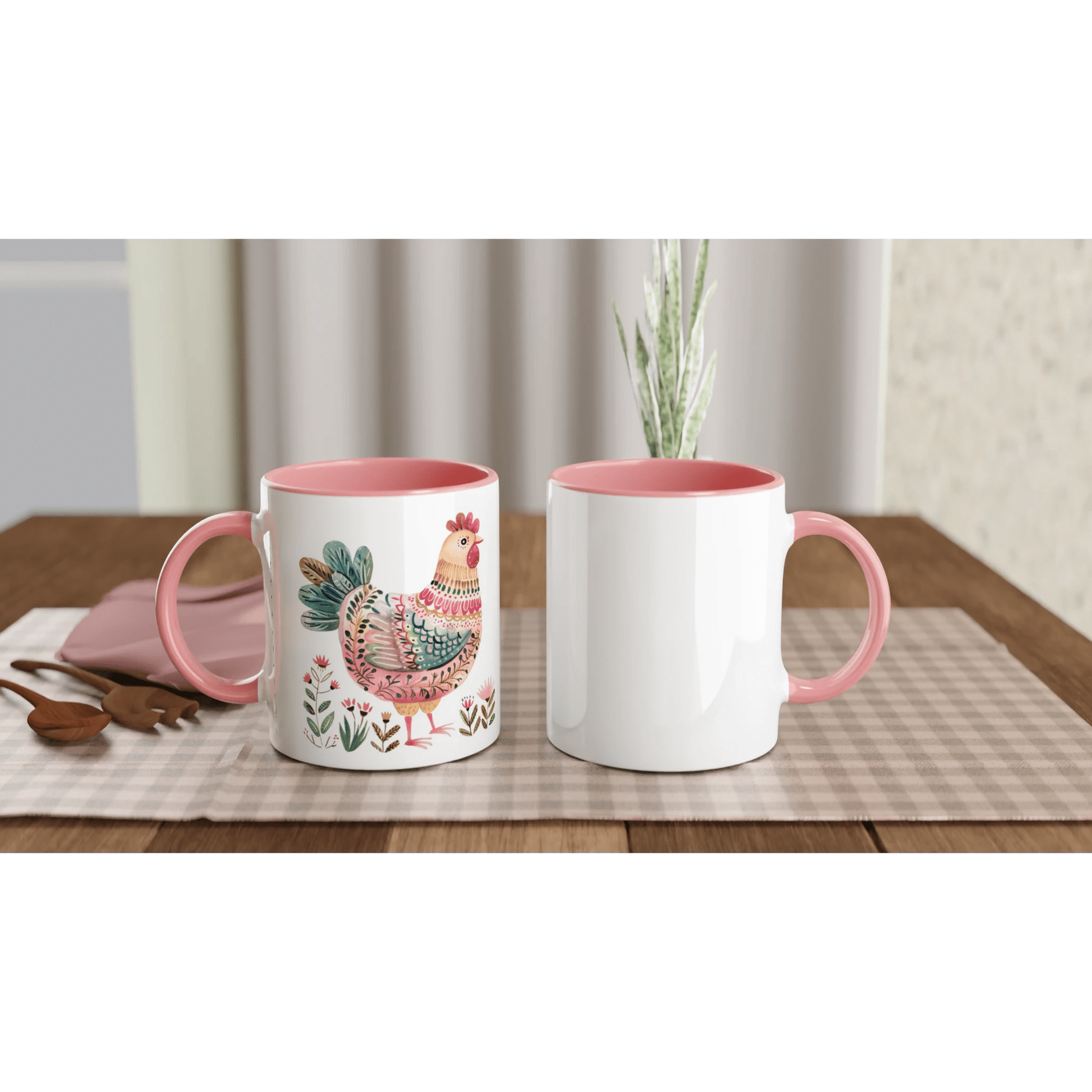 Folk Art Chicken Mug