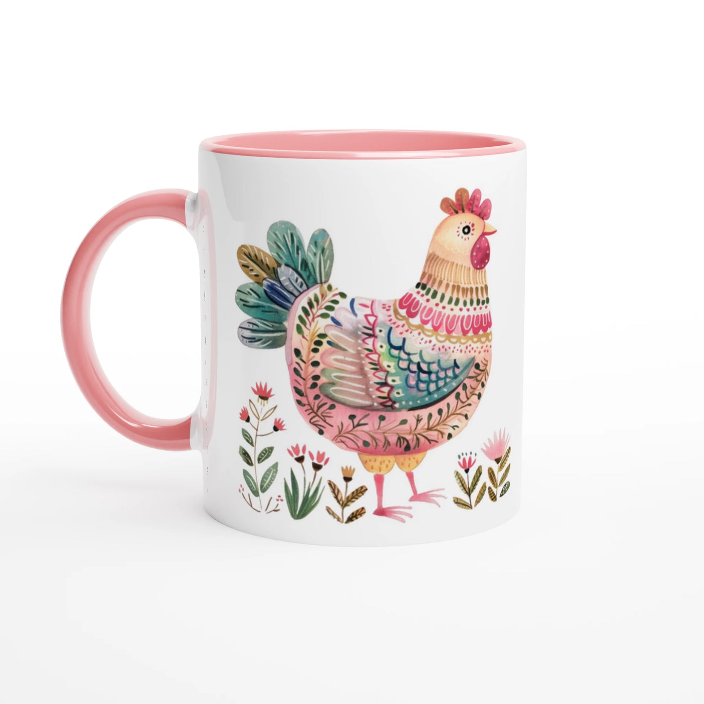 Folk Art Chicken Mug