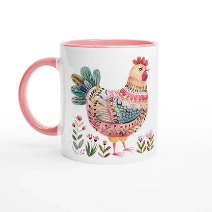 Folk Art Chicken Mug