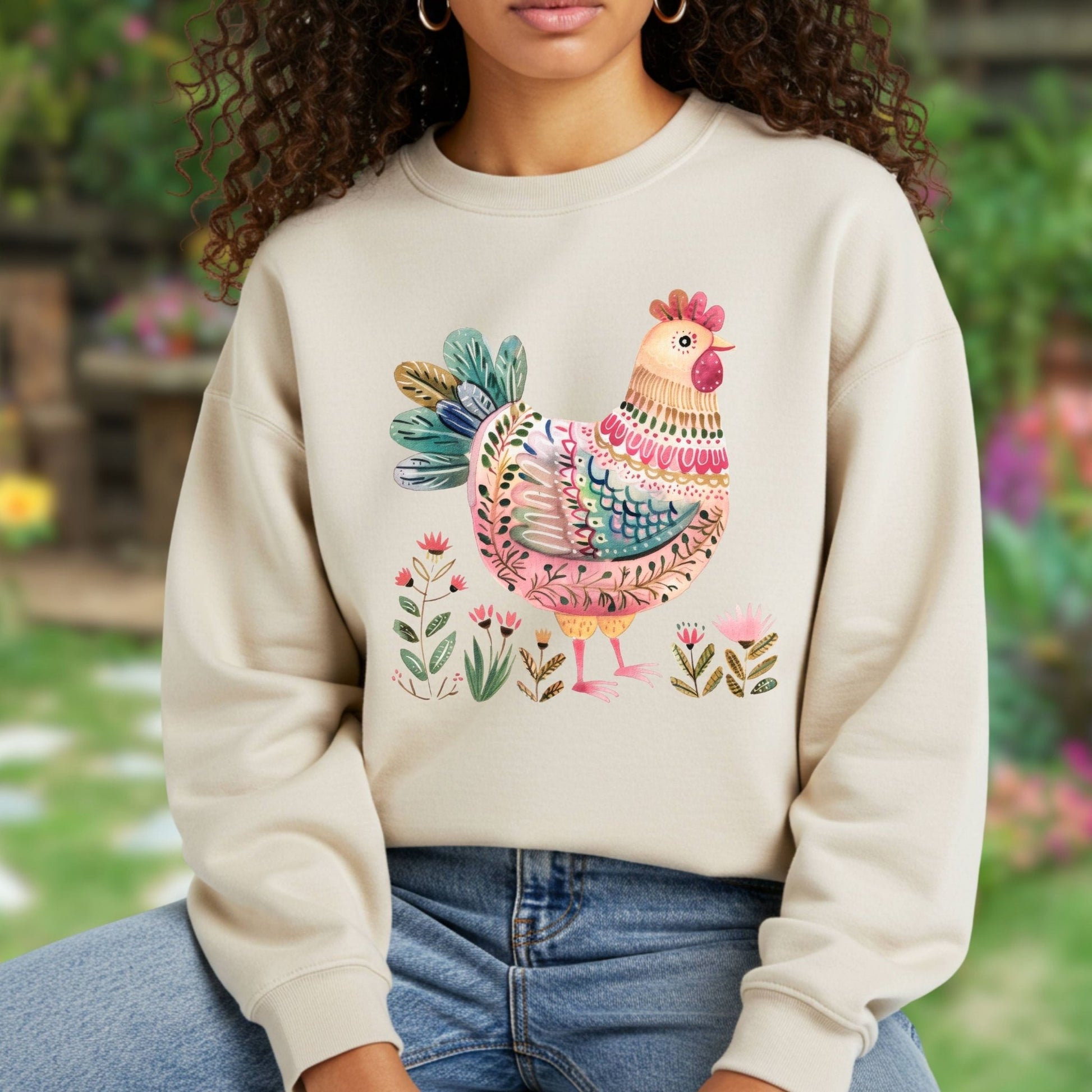 Folk Art Chicken Sweatshirt