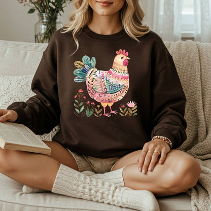 Folk Art Chicken Sweatshirt