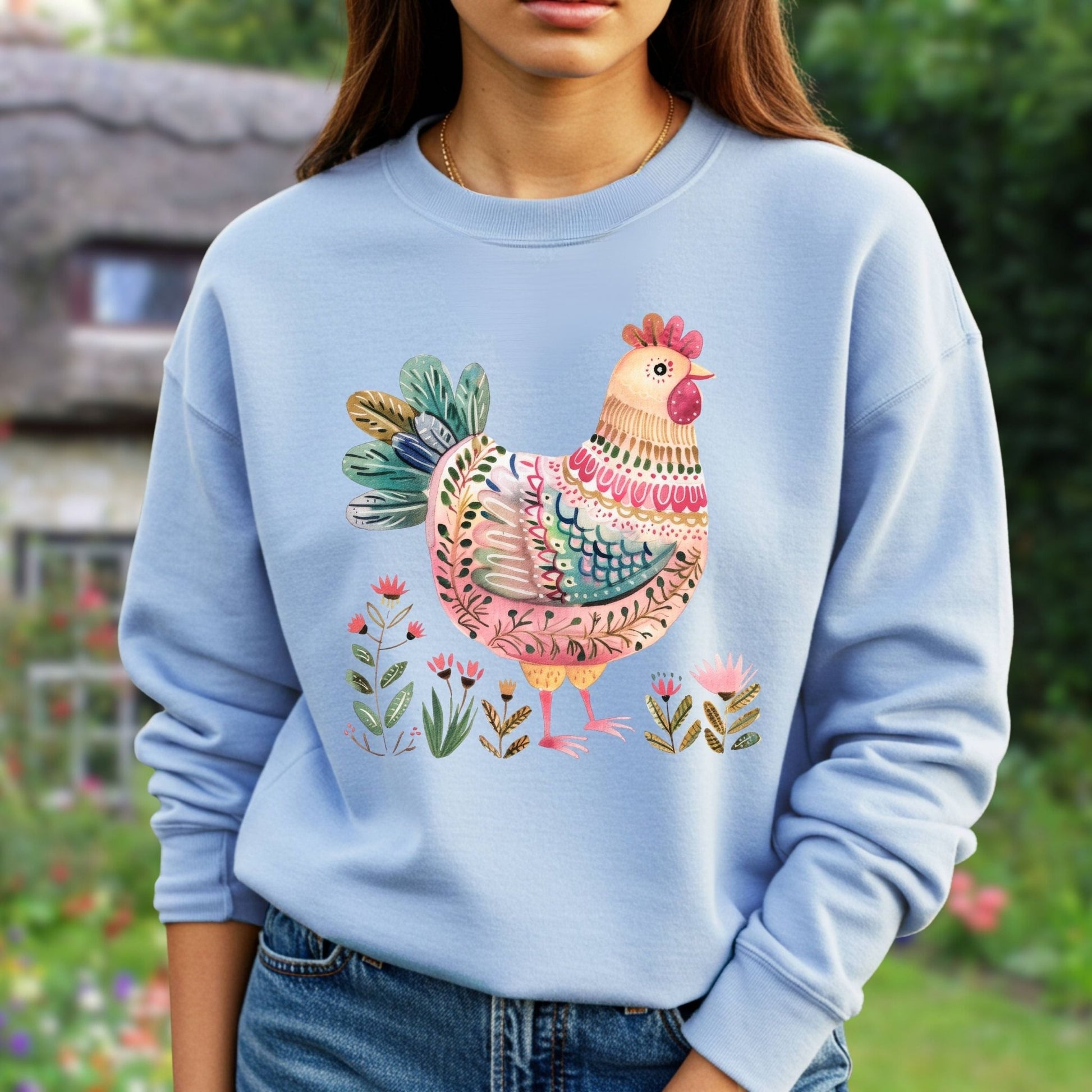 Folk Art Chicken Sweatshirt