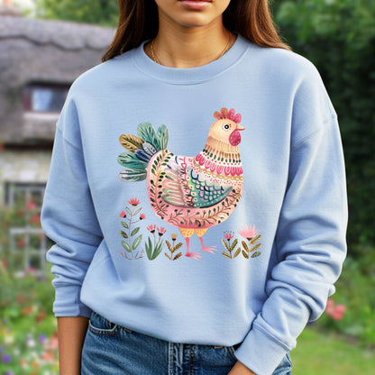 Folk Art Chicken Sweatshirt