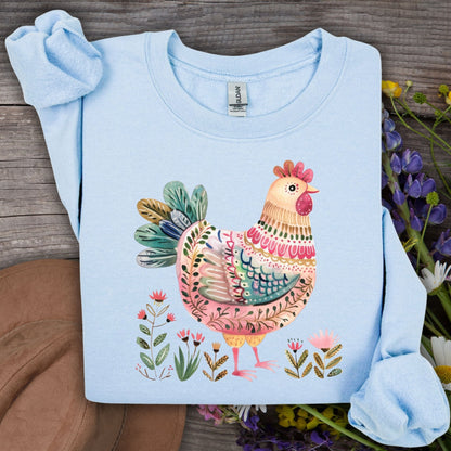 Folk Art Chicken Sweatshirt