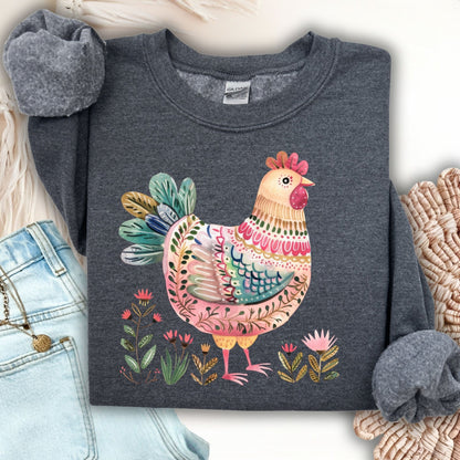 Folk Art Chicken Sweatshirt