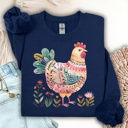 Folk Art Chicken Sweatshirt