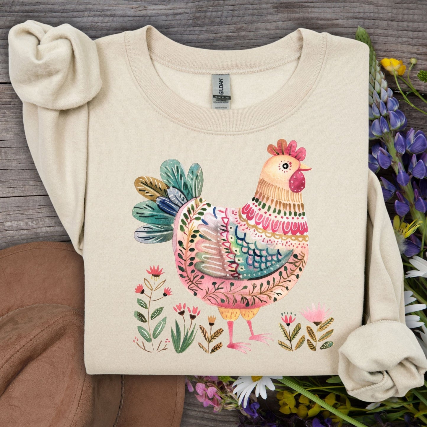 Folk Art Chicken Sweatshirt