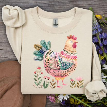 Folk Art Chicken Sweatshirt