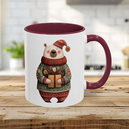 Folk Art Christmas Polar Bear Mug (11/15oz)