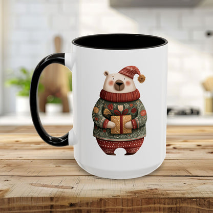 Folk Art Christmas Polar Bear Mug (11/15oz)
