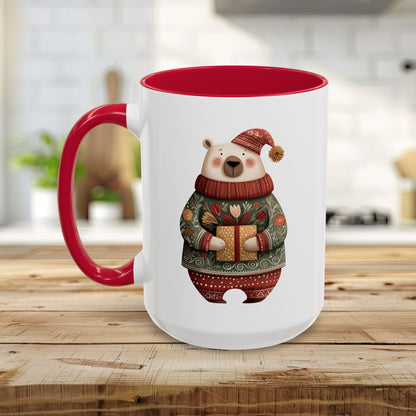 Folk Art Christmas Polar Bear Mug (11/15oz)