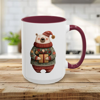 Folk Art Christmas Polar Bear Mug (11/15oz)