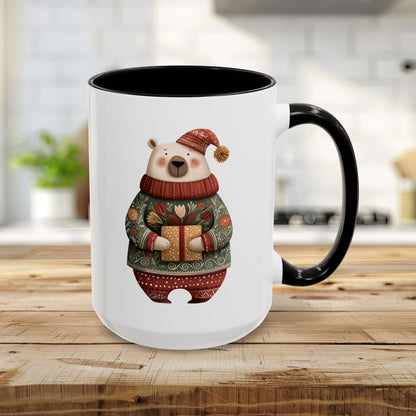 Folk Art Christmas Polar Bear Mug (11/15oz)