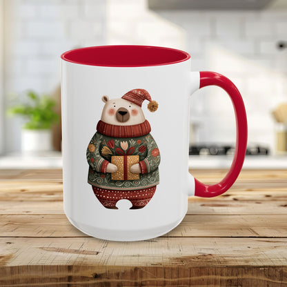 Folk Art Christmas Polar Bear Mug (11/15oz)