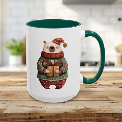 Folk Art Christmas Polar Bear Mug (11/15oz)