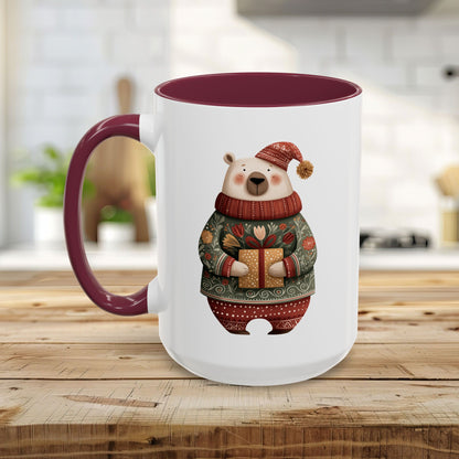 Folk Art Christmas Polar Bear Mug (11/15oz)