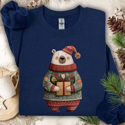 Folk Art Christmas Polar Bear Sweatshirt