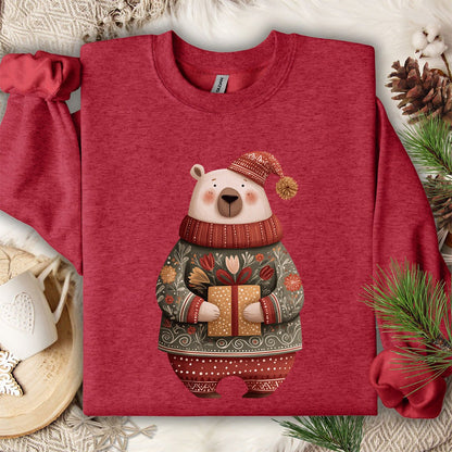 Folk Art Christmas Polar Bear Sweatshirt