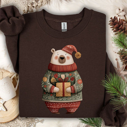 Folk Art Christmas Polar Bear Sweatshirt