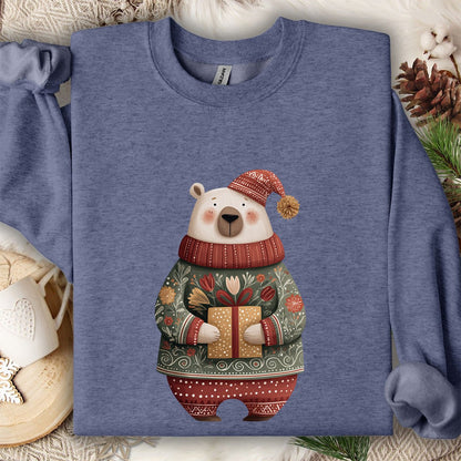 Folk Art Christmas Polar Bear Sweatshirt