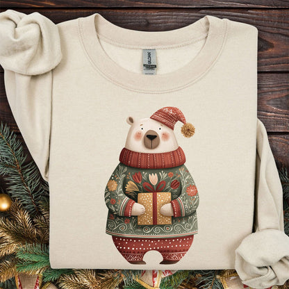 Folk Art Christmas Polar Bear Sweatshirt