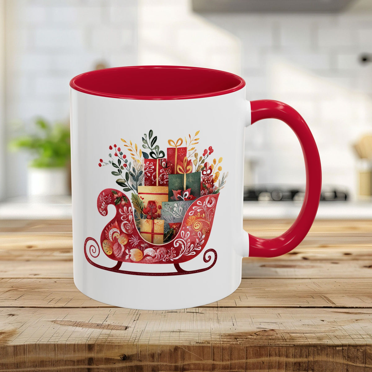 Folk Art Christmas Sleigh Mug (11/15oz)