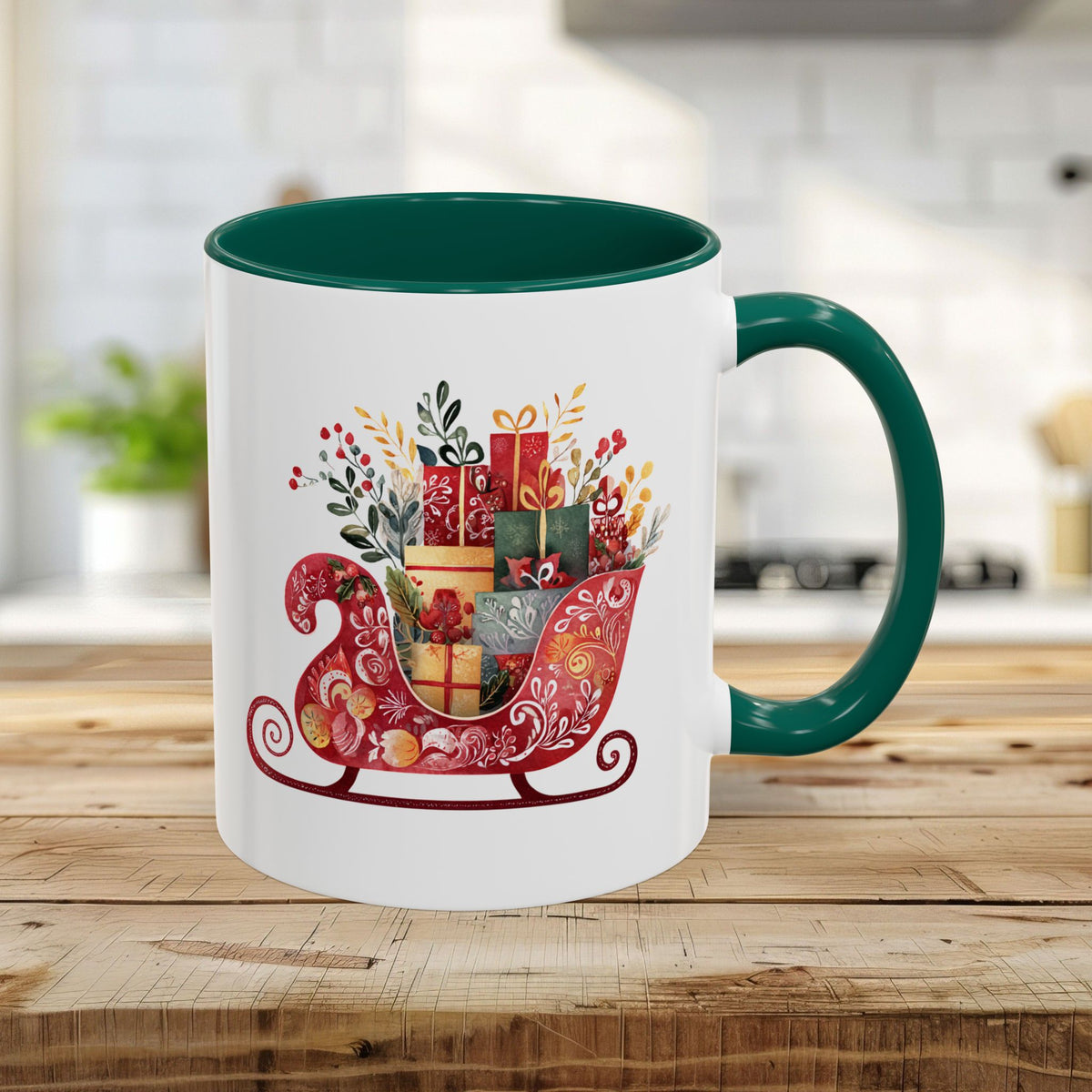 Folk Art Christmas Sleigh Mug (11/15oz)