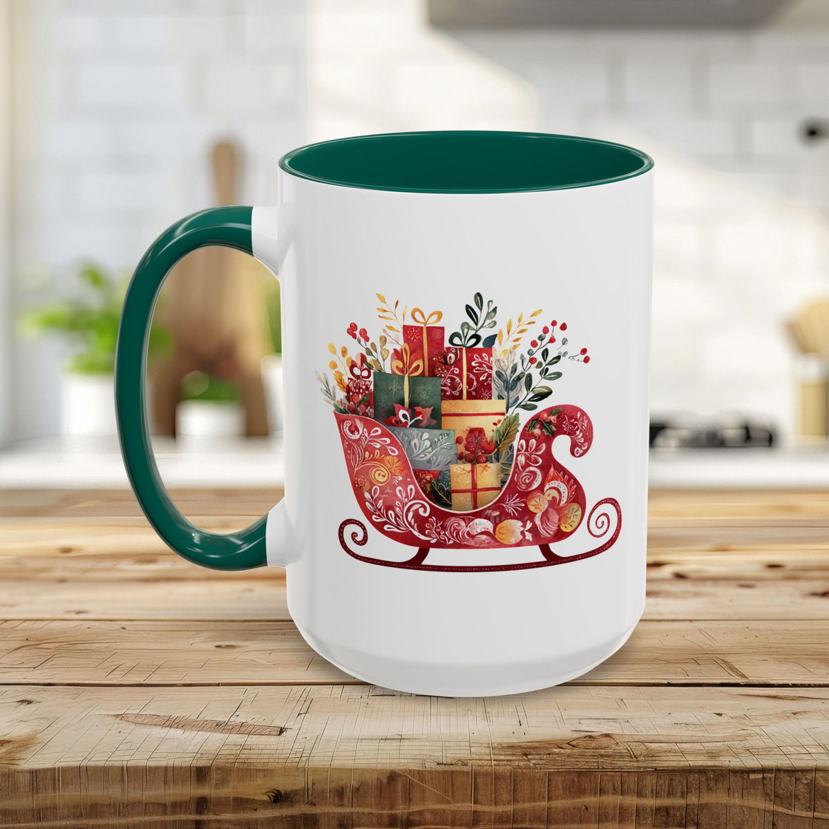 Folk Art Christmas Sleigh Mug (11/15oz)