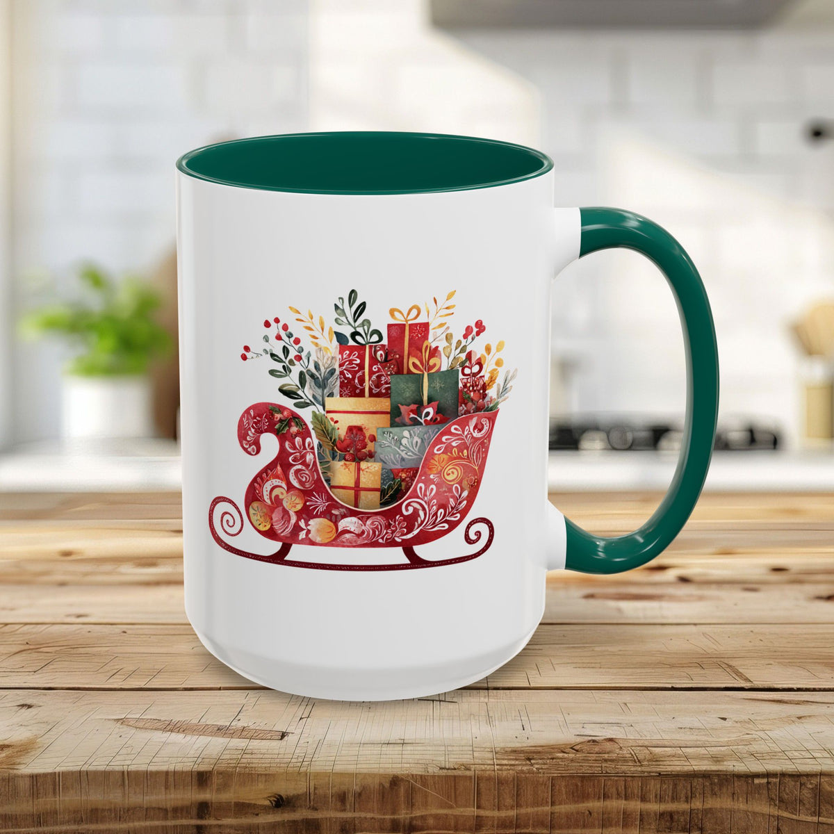 Folk Art Christmas Sleigh Mug (11/15oz)