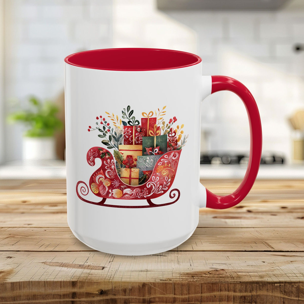 Folk Art Christmas Sleigh Mug (11/15oz)
