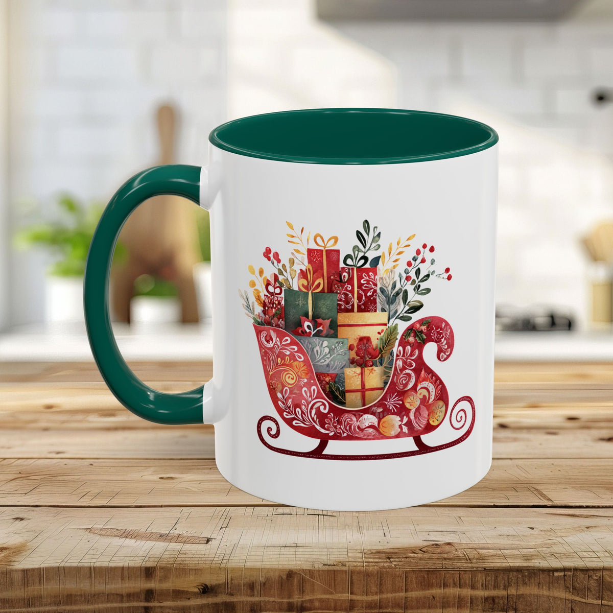 Folk Art Christmas Sleigh Mug (11/15oz)