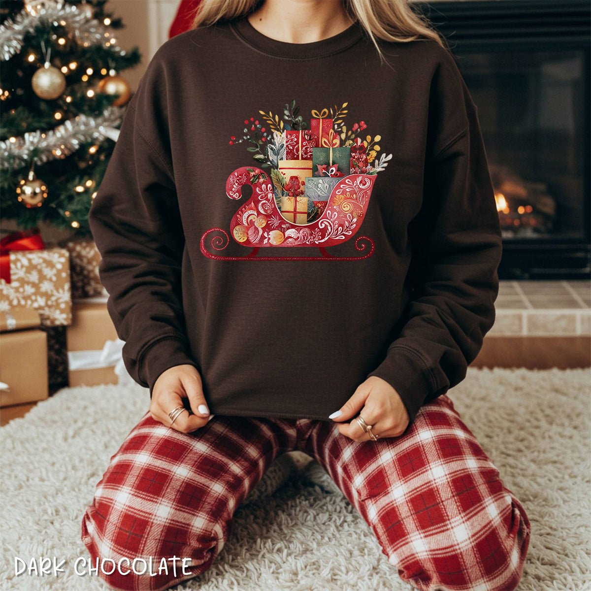 Folk Art Christmas Sleigh Sweatshirt